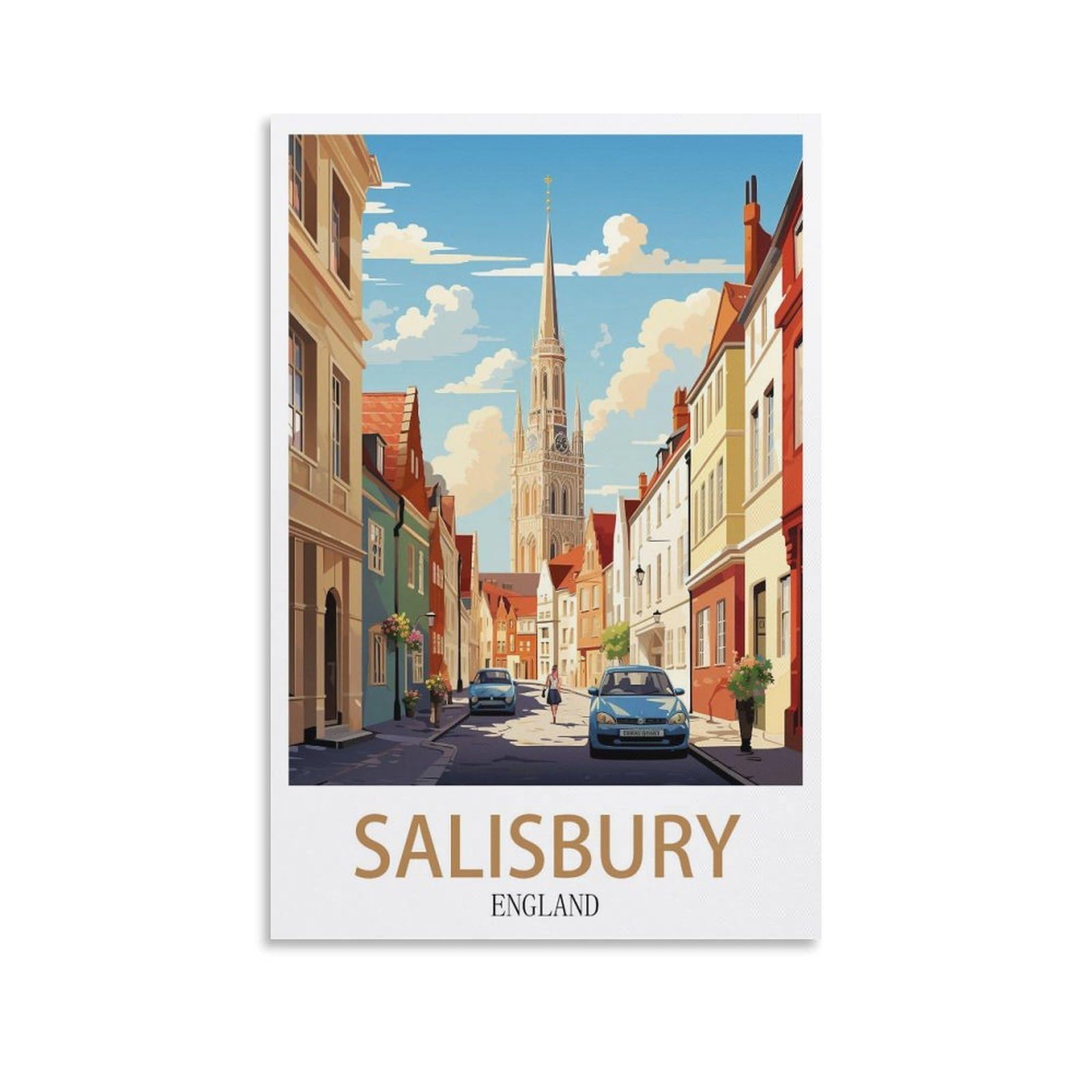 EZMLFA 5D Diamond Art Kits for Beginner,Salisbury England Kits for Adults and Kids, Full Drill Round Rhinestone Paint with Diamonds,DIY 5D Diamond Art 50x60cm