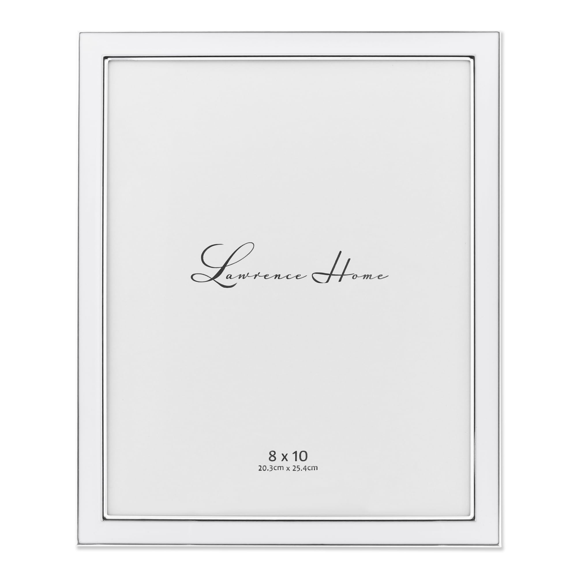Lawrence Frames Silver Plated Metal with White Enamel Picture Frame, 8x10
