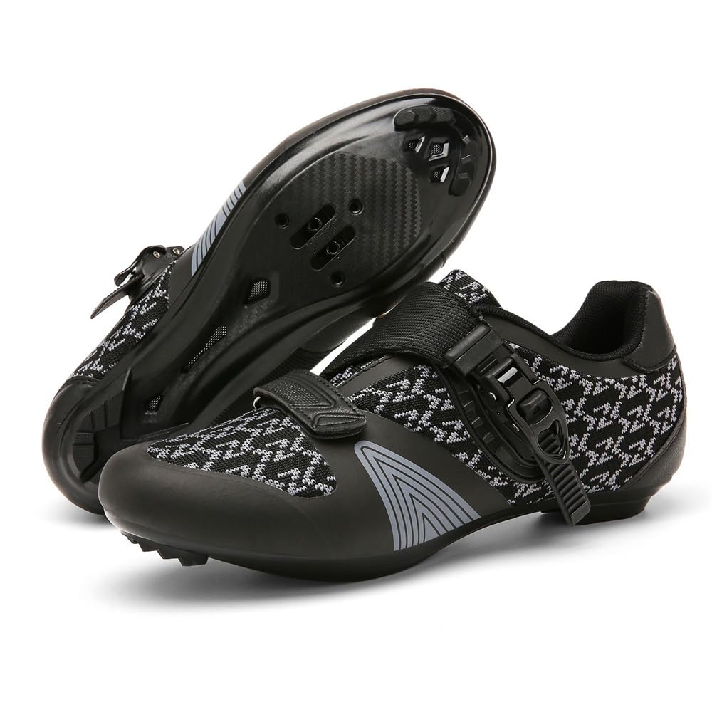 Hixingo Chaussures de Cyclisme pour Hommes et Femmes, Unisexe Chaussures de Vélo Route Respirantes Semelle Dure Chaussures VTT en Plein Air, Compatibles avec Look SPD