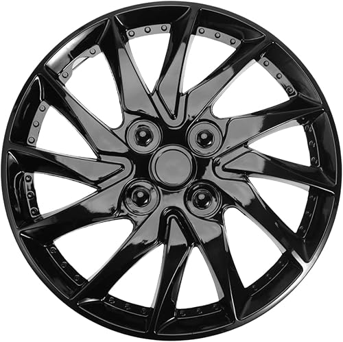 Tapacubos para llanta de automóvil, 14 tapacubos para llantas, accesorios de insignia, decoración negra, cubierta para volante, carcasa de repuesto