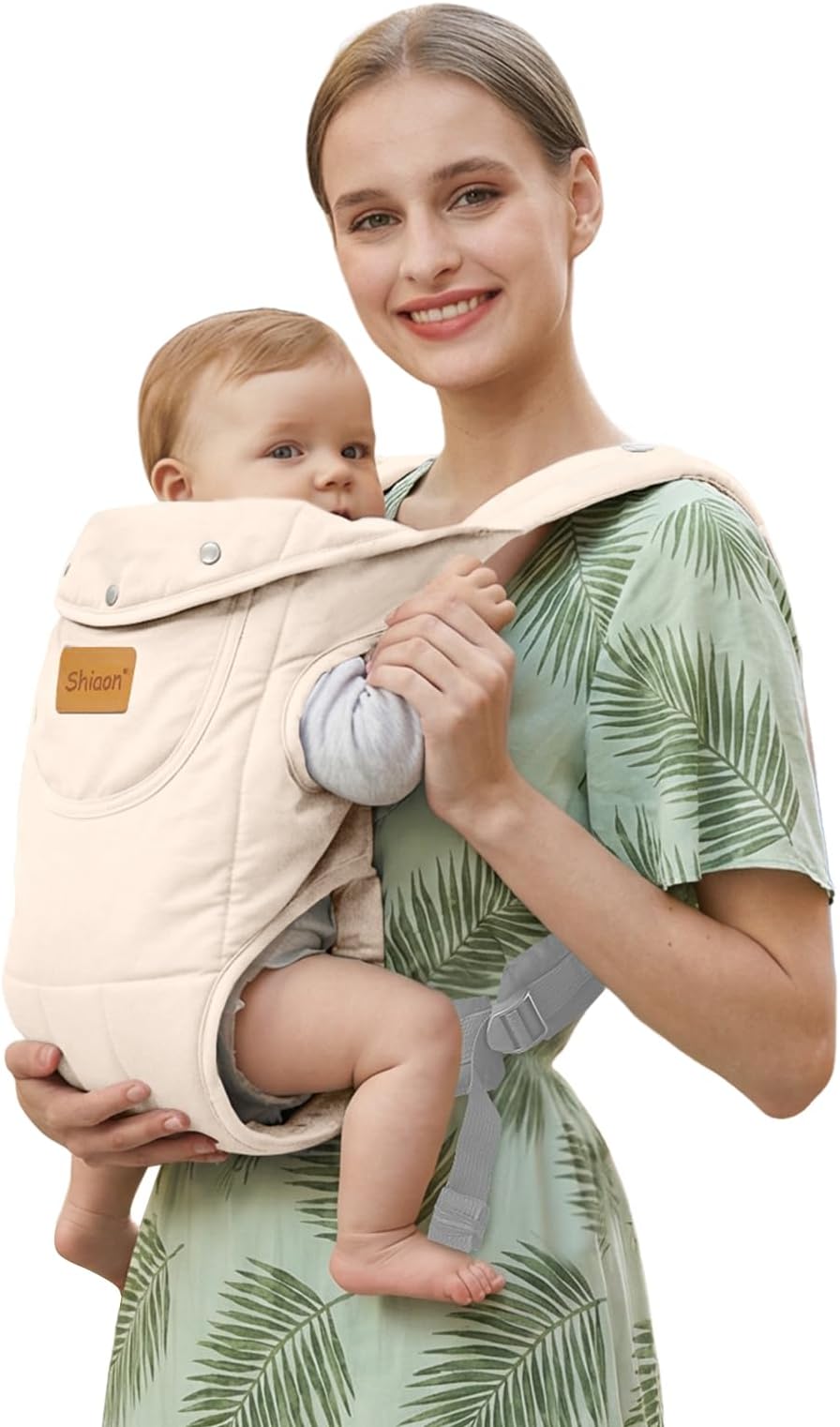 Baby Carrier Newborn to Toddler(8-30lbs), Toddler Carrier Baby Holder Carrier with Adjustable Shoulder Strap, Chest Carriers, Beige