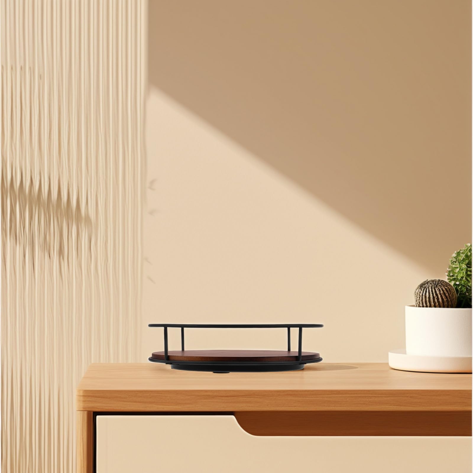 Lazy Susan Redondo de Madera para Cocina Organizador Giratorio Fácil de Usar y Bandeja para Especias, Adecuado para Encimeras y Mesas de Comedor