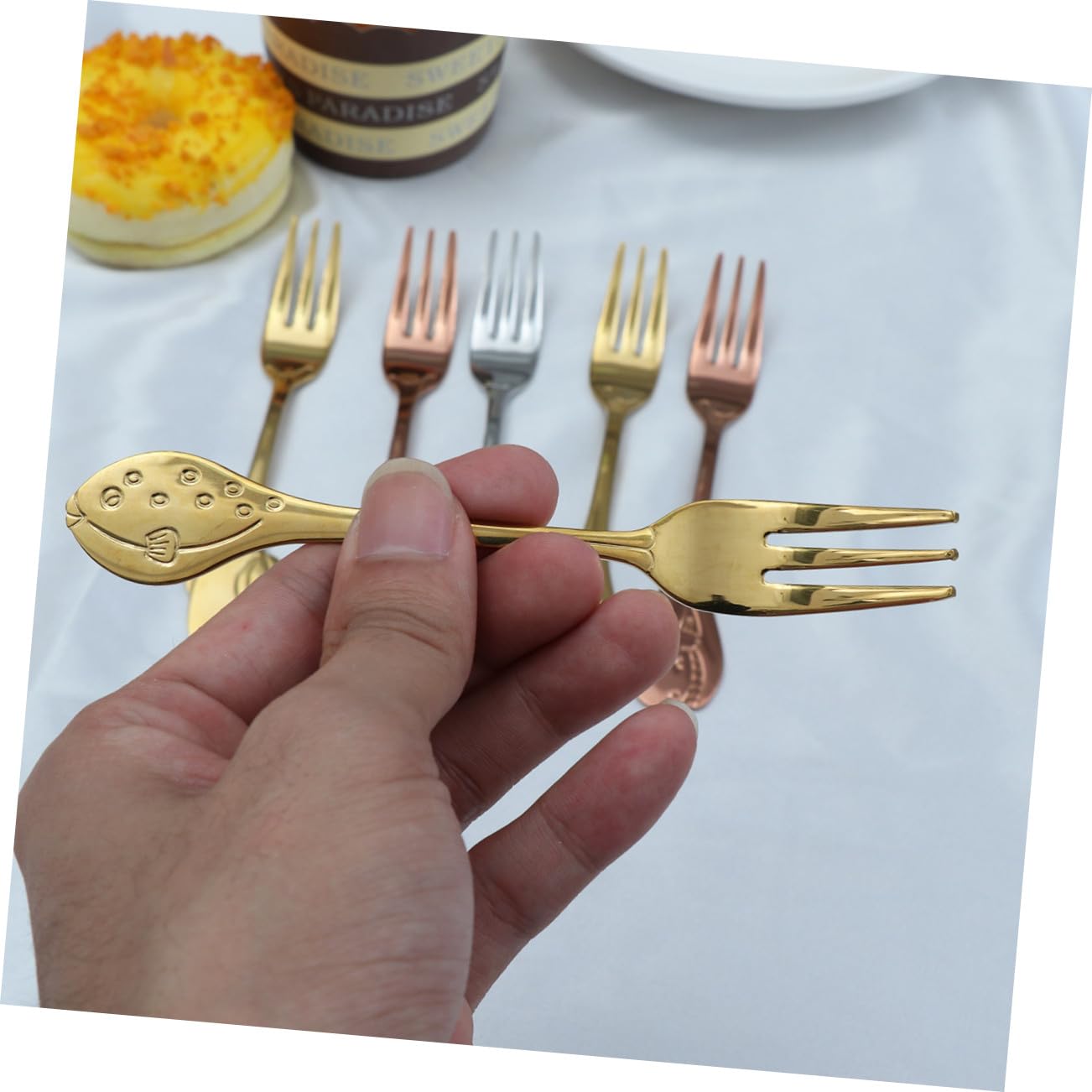 DECHOUS 18pièces Six Fourchettes à Dessert Acier Poignée Longue Pour Fruits Salades Et Apéritifs Pour Et Design Élégant