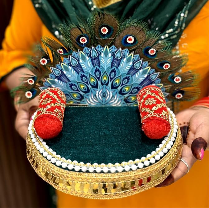 Kanha Ji Singhasan/Ladoo Gopal Singhasan for 1,2,3, Numbers Decorative Pooja Thali (Rama Color)-image-21