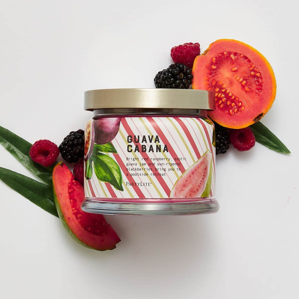 Guava Cabana Partylite Kerzenglas mit 3 Dochten