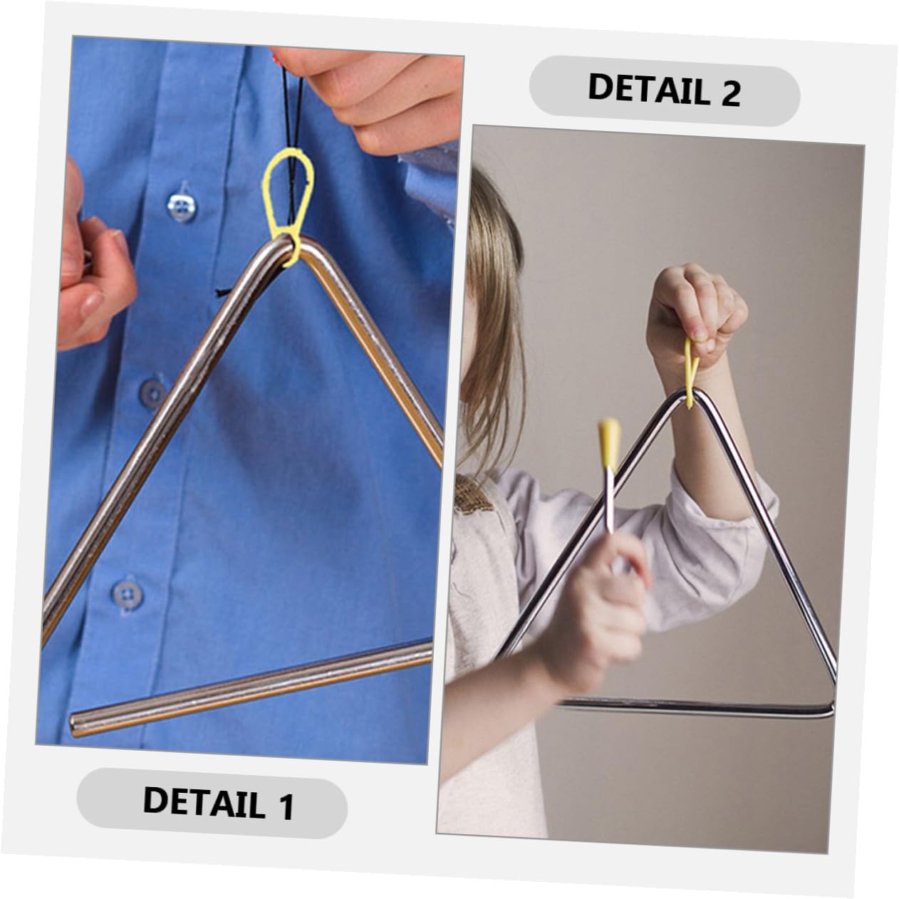 Triangolo Musicale in Ferro 5 Set con Bacchette per Bambini | Argento, Design Semplice e Lavorazione Fine, Leggero e Pratico, Back To School Party