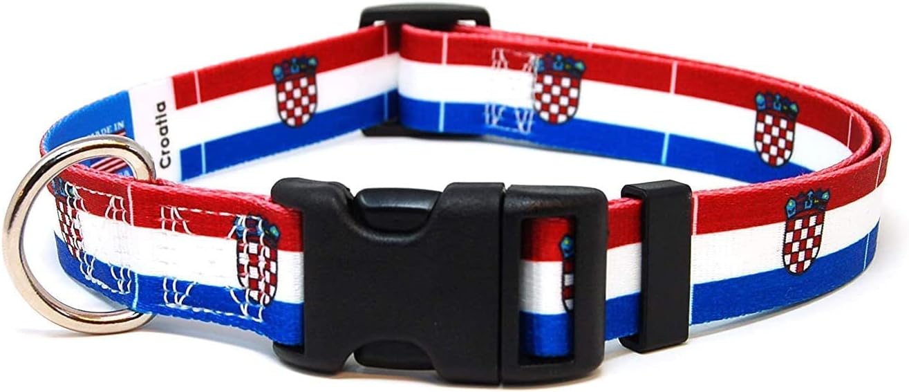 Croatia Dog Collar | Croatia Flag | Quick-release Buckle | Made in NJ, USA | for Small Dogs