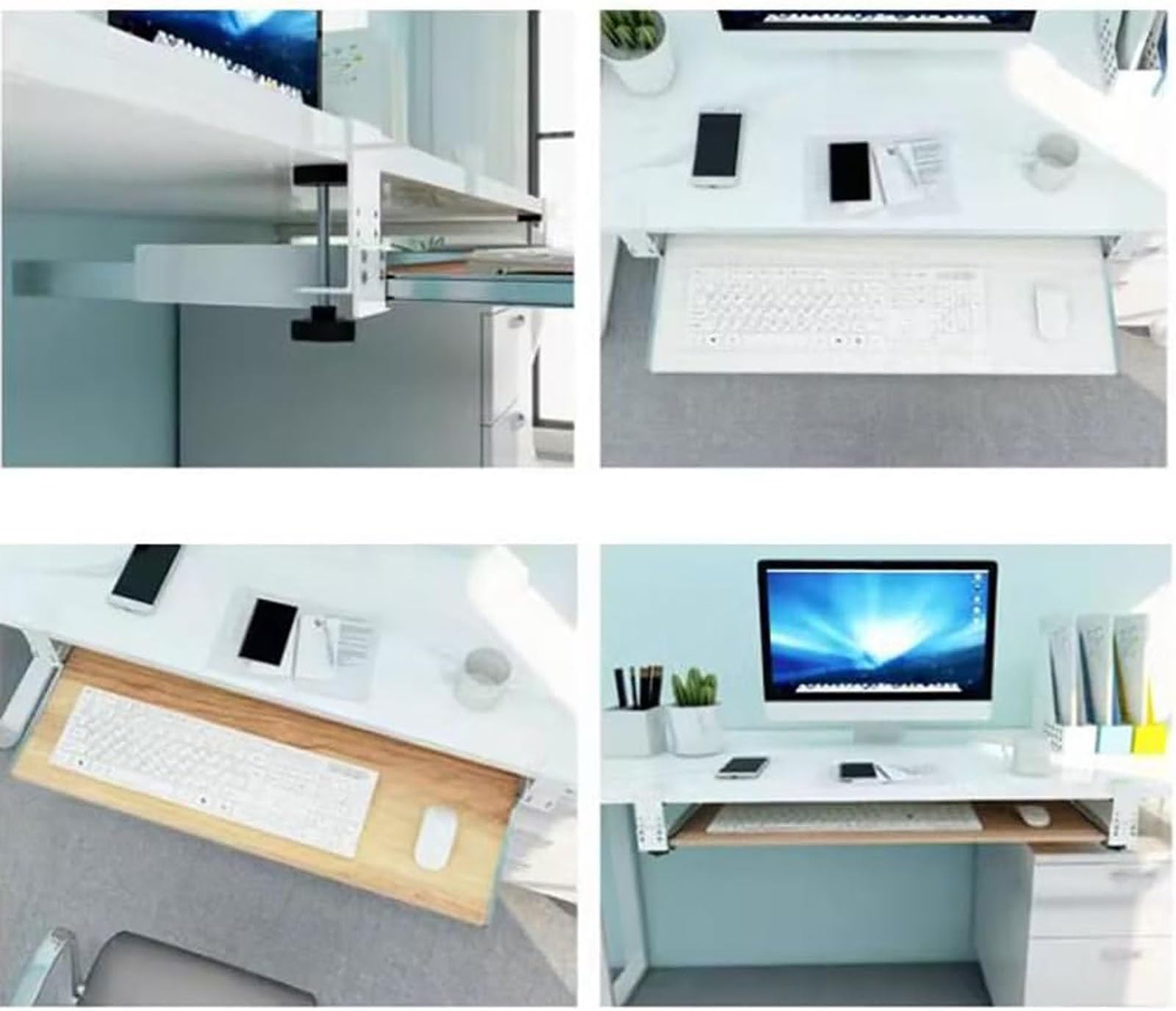 para Teclado Debajo del EscritorioAadjustable para Teclado y Ratón de Ordenador ómica Deslizante para Ratón y Teclado Extensor de Escritorio de Ordenador para Estudio en