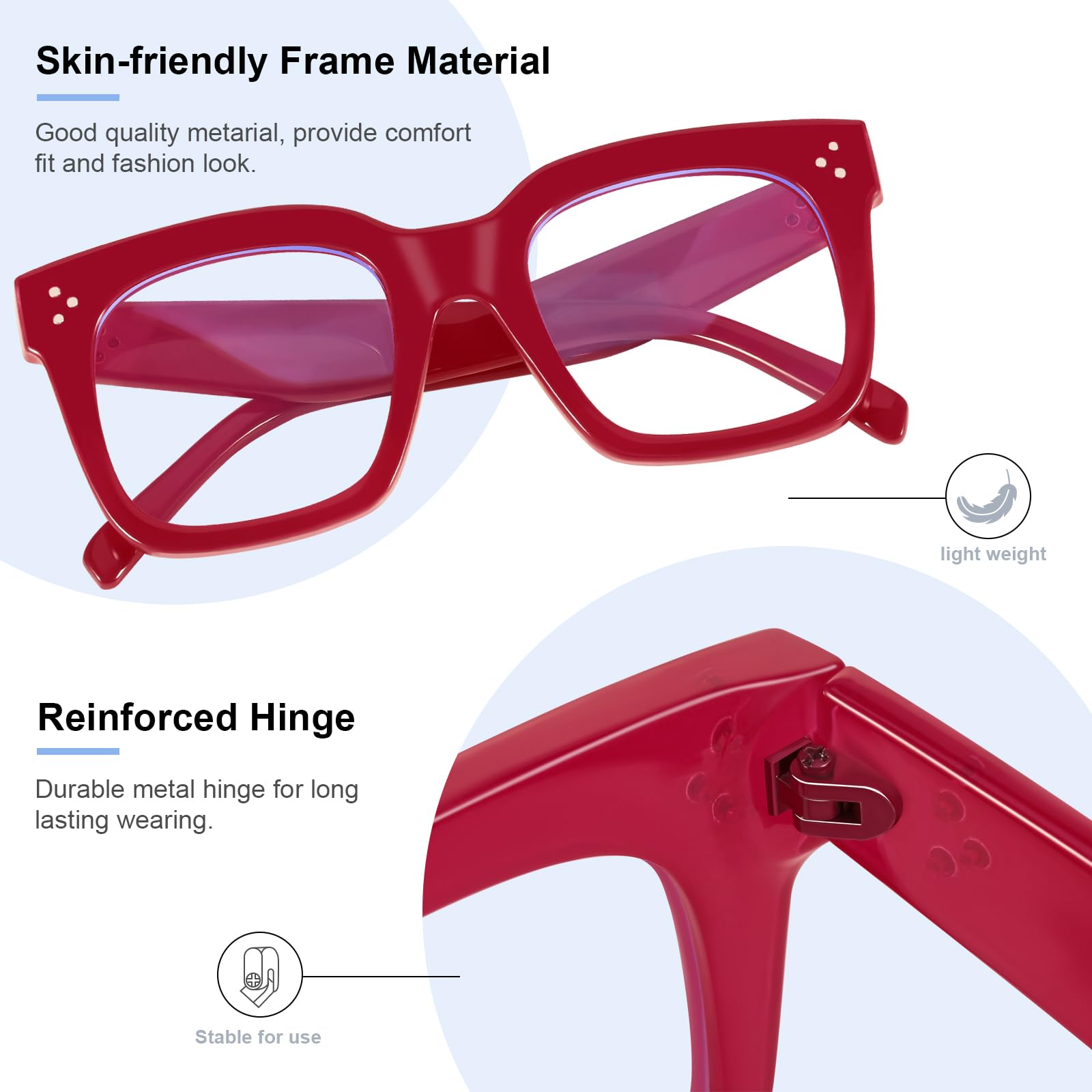 Opresized Lunettes de blocage de la lumière bleue pour homme et femme - Lunettes rétro carrées pour ordinateur et TV - Anti-fatigue oculaire