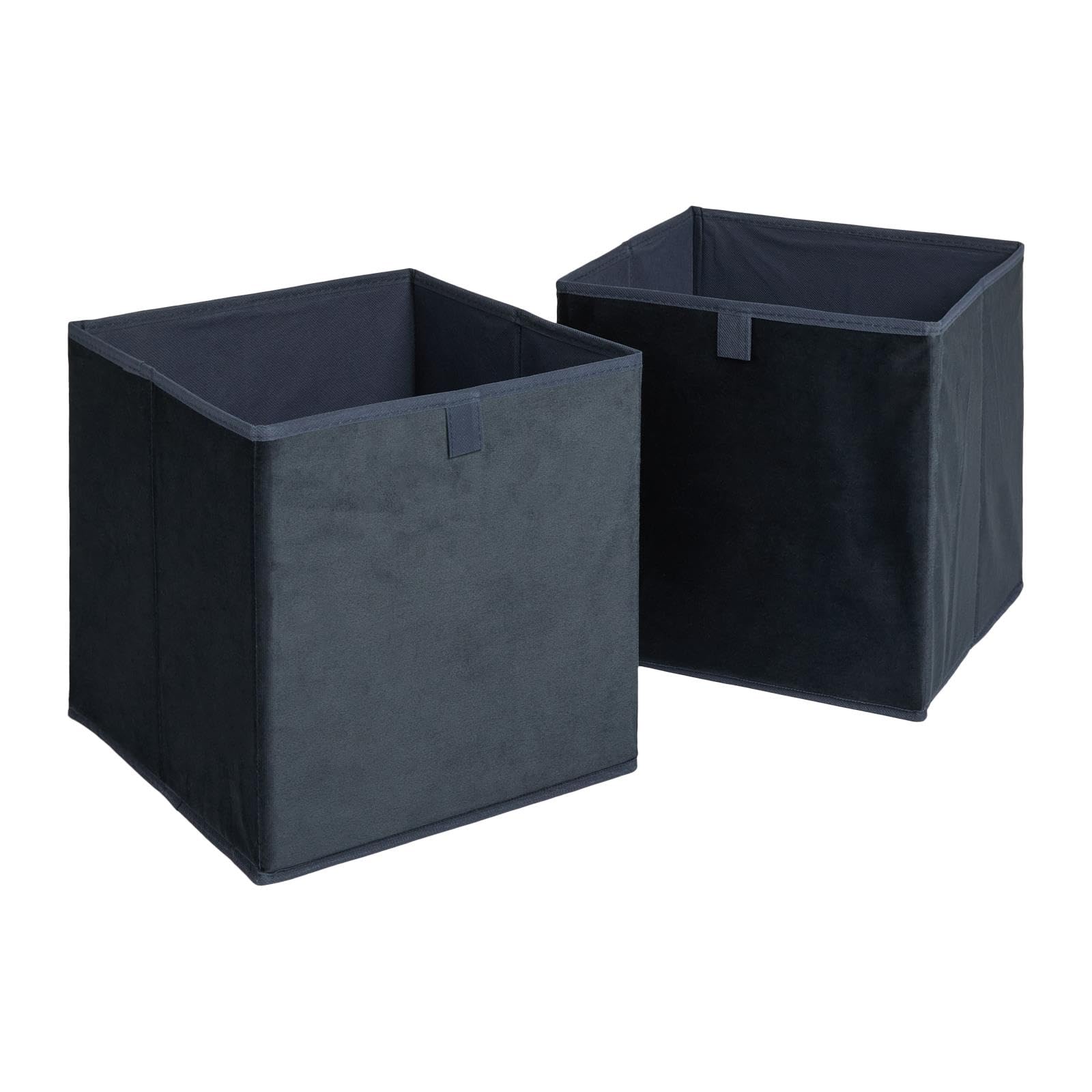 OHS Set of 2 Cube Storage Boxes Matte Velvet Collapsible Cube Boxes, Navy