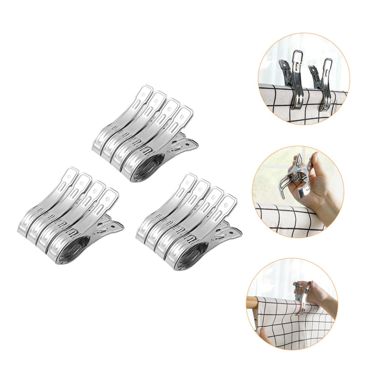 12 Piezas Pinzas de Ropa Grandes de Acero Inoxidable Clips Fuertes y Antideslizantes para Edredones y Ropa Resistentes al Viento para Secado Casa Multifuncionales para Calcetines