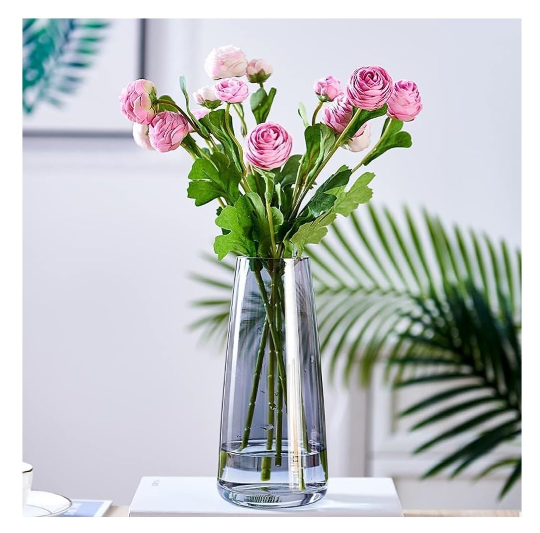 SPHINX Decorative Glass Vase for Flowers Plants Home Decor Office Living Table Decorations, Vases for Home Decor, Luster Glass Vase,Modern - (Black, Approx 9 Inches Height)