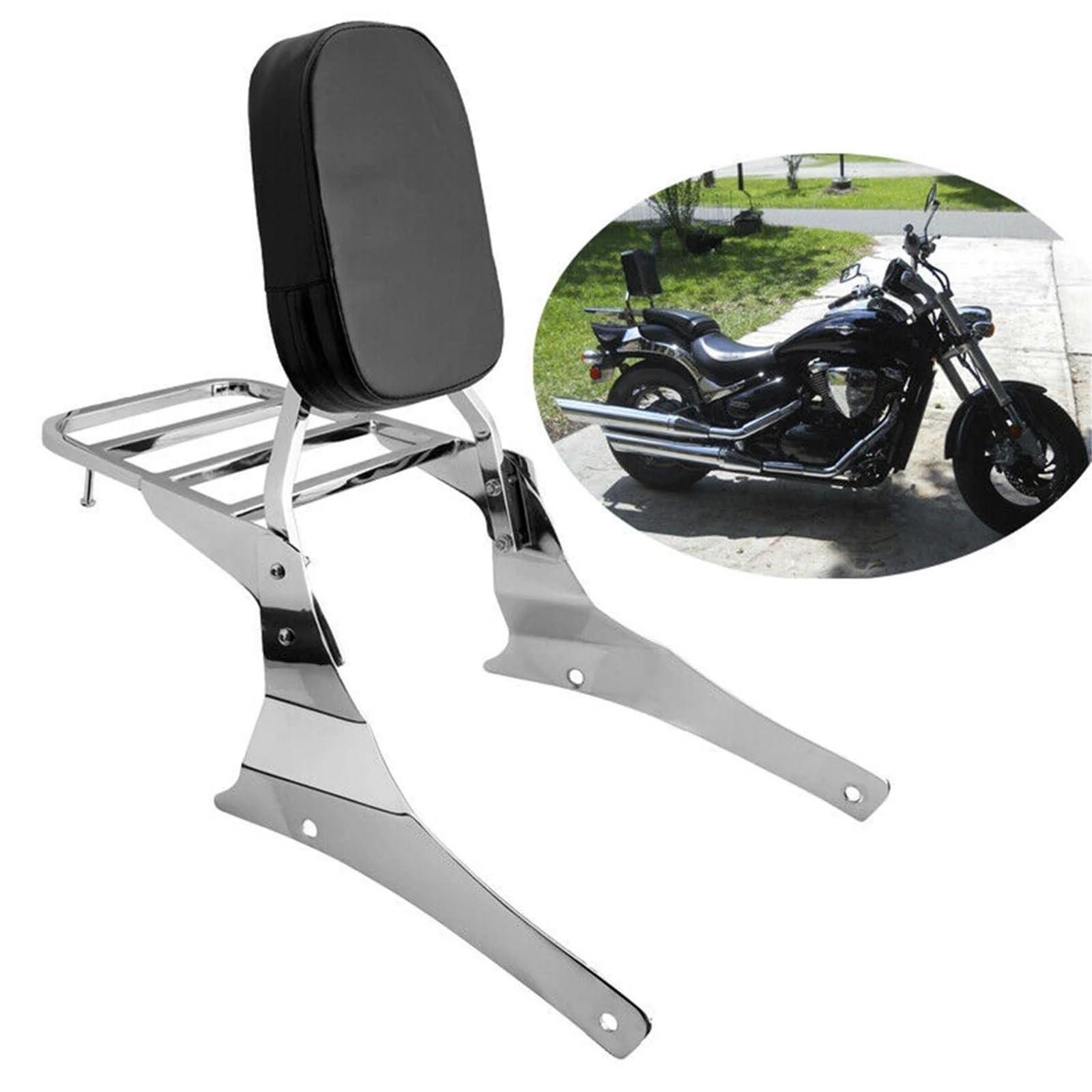 podkładka na oparcie Bagażnik motocyklowy Sissy Bar z tylnym oparciem pasujący do Suzuki Intruder/Volusia C800 C800C VL400 VL800 2001-2011