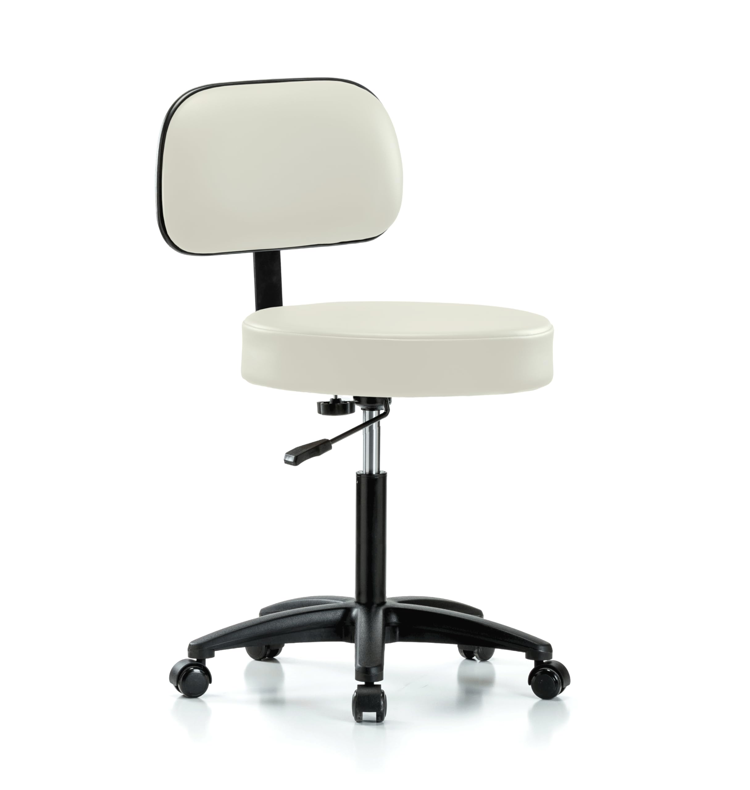 Perch Basic Exam Stool, Casters, 21-28.5", Off-White