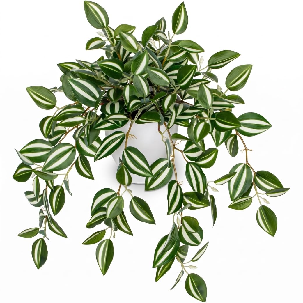 Bemonew Artificial Potted Plants, Lifelike Faux Indoor Plants, Variegated Desk Plant With Cascading Vines And Pot - Green