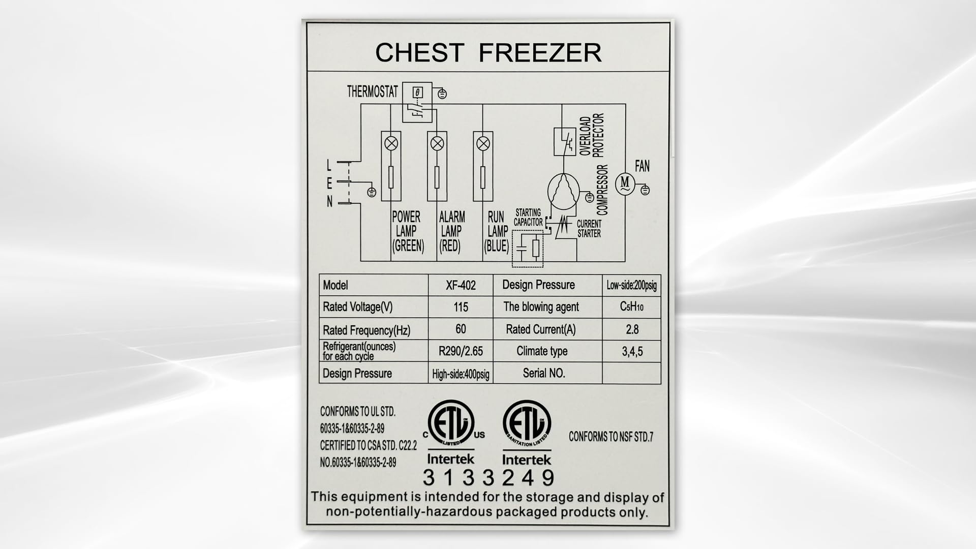 Commercial Chest Freezer, ETL All-Purpose Compact Deep Freezer Solid Top, 50" W 13 cu. ft. Solid Lockable Top Lid w/Storage Baskets, Ice Cream, White on Fridge.com