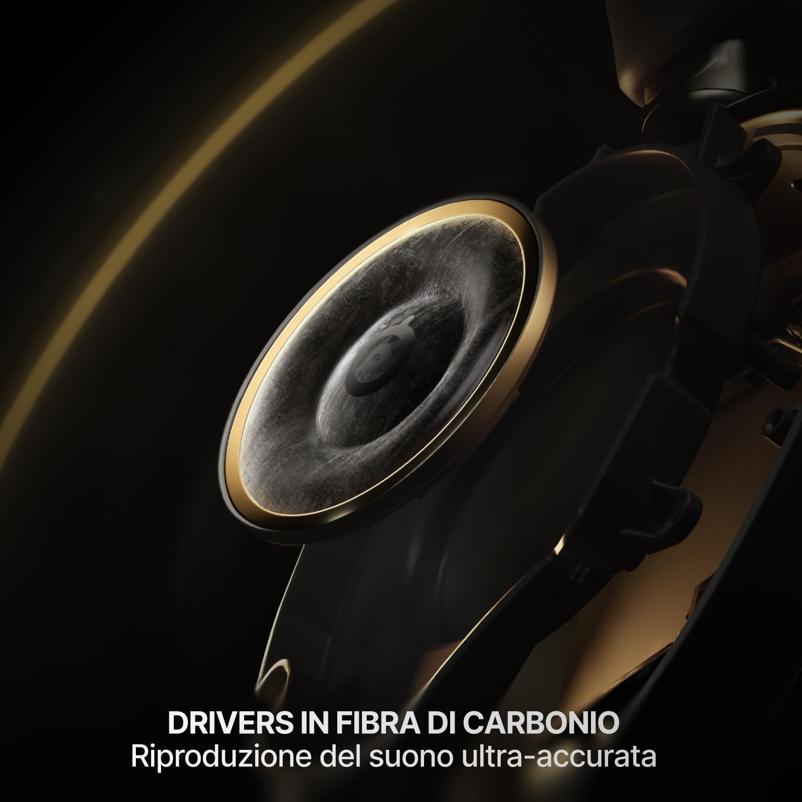 SteelSeries Arctis Nova Elite - Cuffie da gaming wireless - 96kHz/24bit - Speaker in fibra di carbonio - ANC - Eliminaz. rumore con IA - App - 2,4GHz+BT - Multisource; OmniPlay PC+PS+Xbox - Sage&Gold
