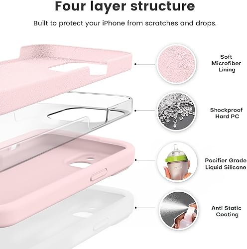 Miniatura 2 de Vooii Funda compatible con iPhone 13, actualización de silicona líquida protección de cámara forro de microfibra suave antiarañazos a prueba de