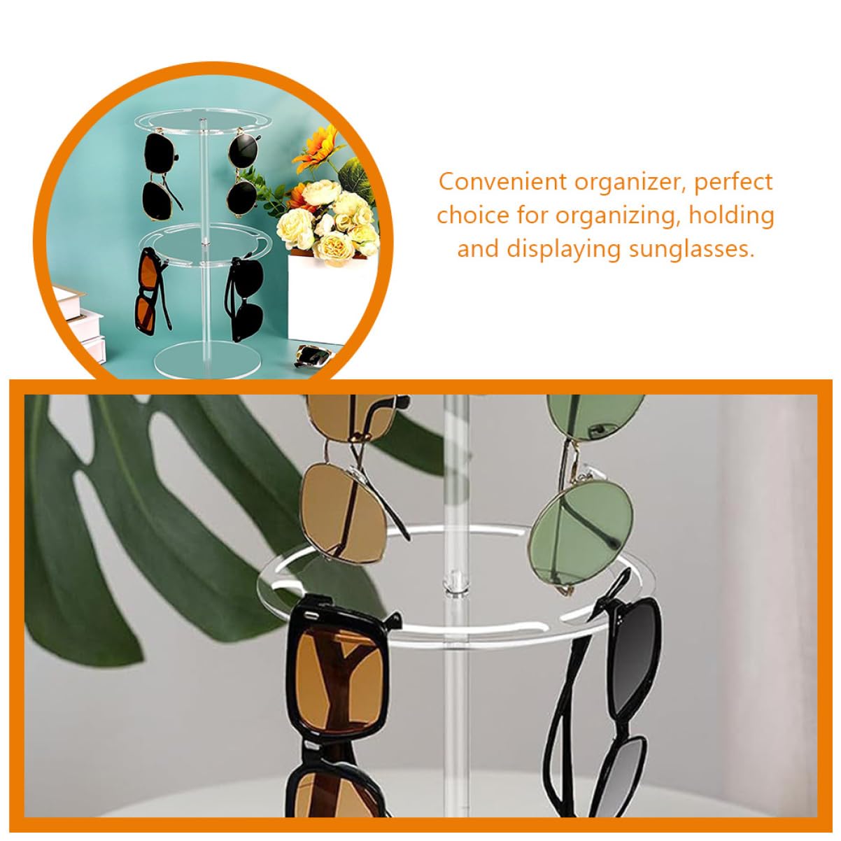 CHILDWEET Expositor De Gafas Transparente De Acrílico Estante para Gafas De Sol De Doble Organizador De Escritorio para Exhibir Casa o Tienda