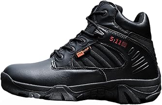 NabEli Botas de combate táticas militares dos homens,Sapatas exteriores do trabalho da selva com zíper,Botas exteriores do combate do deserto,Para caminhadas de mochila às costas,Black,40