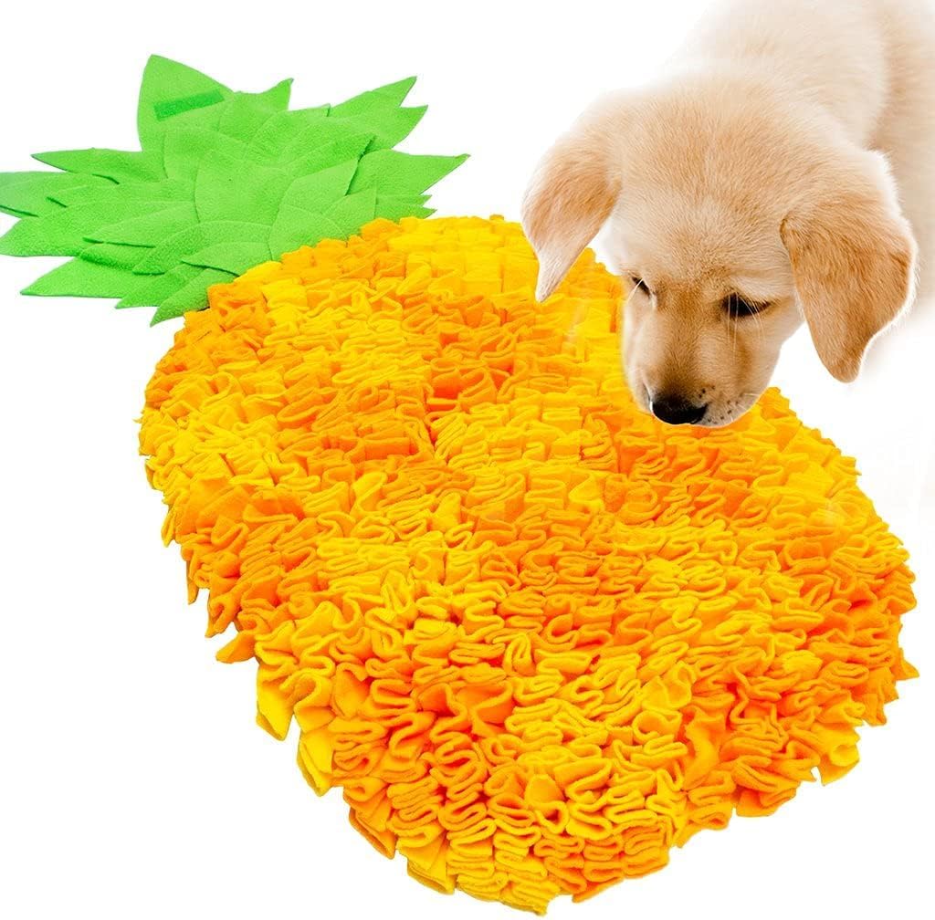 Downtown Pet Supply - Pineapple Snuffle Mat for Dogs - Chenille Microfiber Mat & Interactive Dog Toy - Slow Dog Treat Dispenser - Washer Safe - 30 x 15 in : Pet Supplies