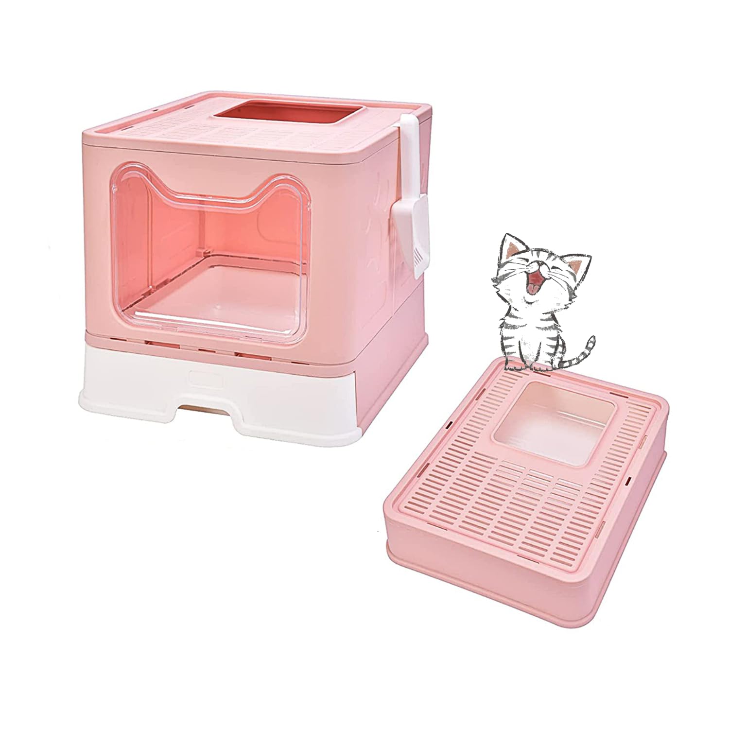 Pliable maison de toilette chat avec tiroir coulissant et grande capacité