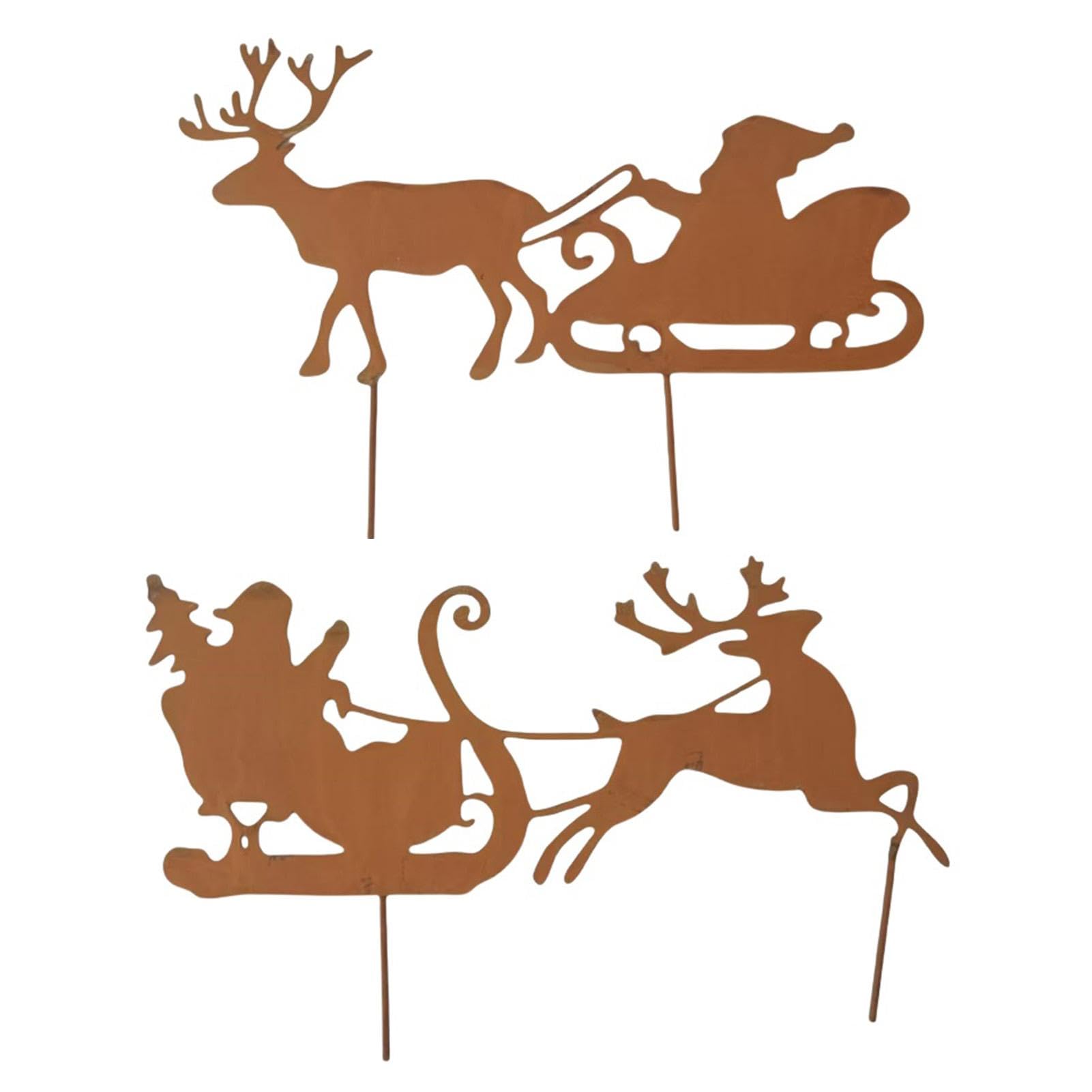 Piquets de Cour de Noël résistants en métal pour pelouse avec silhouettes de fête