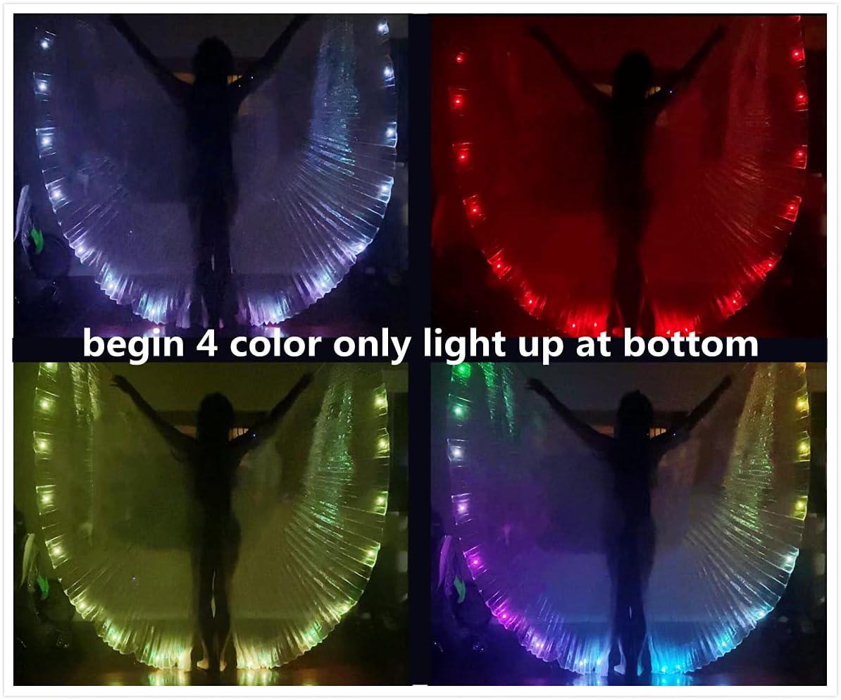 SHINYOU LED Isis Wings Glow Light Up Belly Dance Costumes with Sticks Performance Clothing Carnival Halloween
