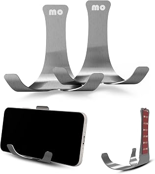 Wall Mount Bathroom Kitchen Cell Phone Holder, Mirror Cellphone Stand Adhesive Remote Control | Eye Glasses | Smartphone | Keys | Compatible with iPhone iPad Apple TV,Google Chromecast - 2 Pack
