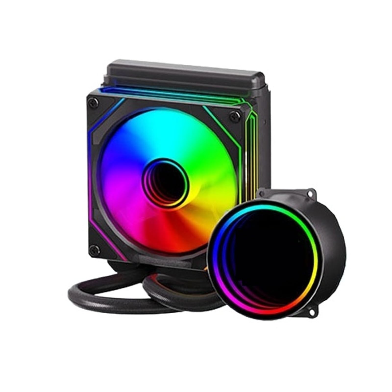 Compatible para el radiador de refrigeración de agua de 120mm, iluminación del espejo de ARGB, soporte de 230W TDP para LGA1700/AM5(120 RGB Black)