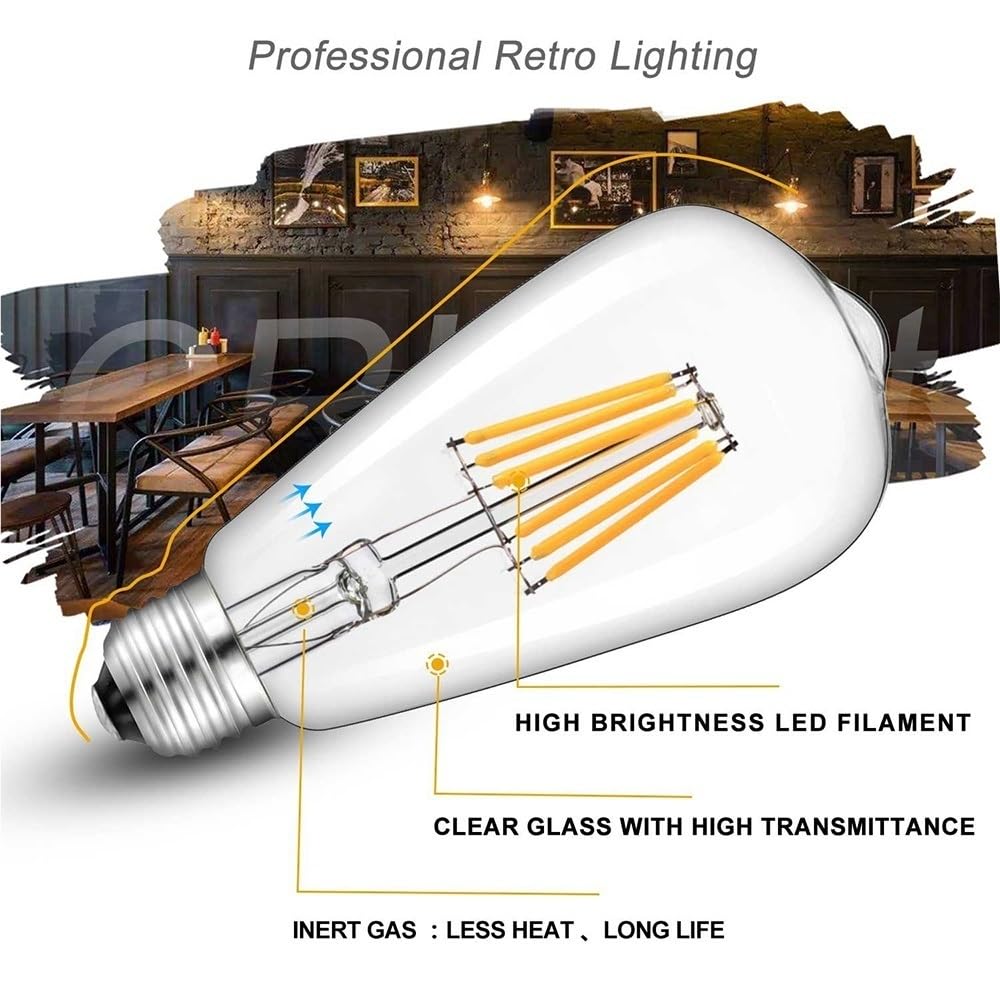 Ampoules LED pour la Maison (Lot de 10) 12V/24V ST58 E27, Blanc lumière du Jour 4500K, Basse Tension 6W, équivalent à Une Ampoule incandescente 60W (Blanc Chaud 2700K).