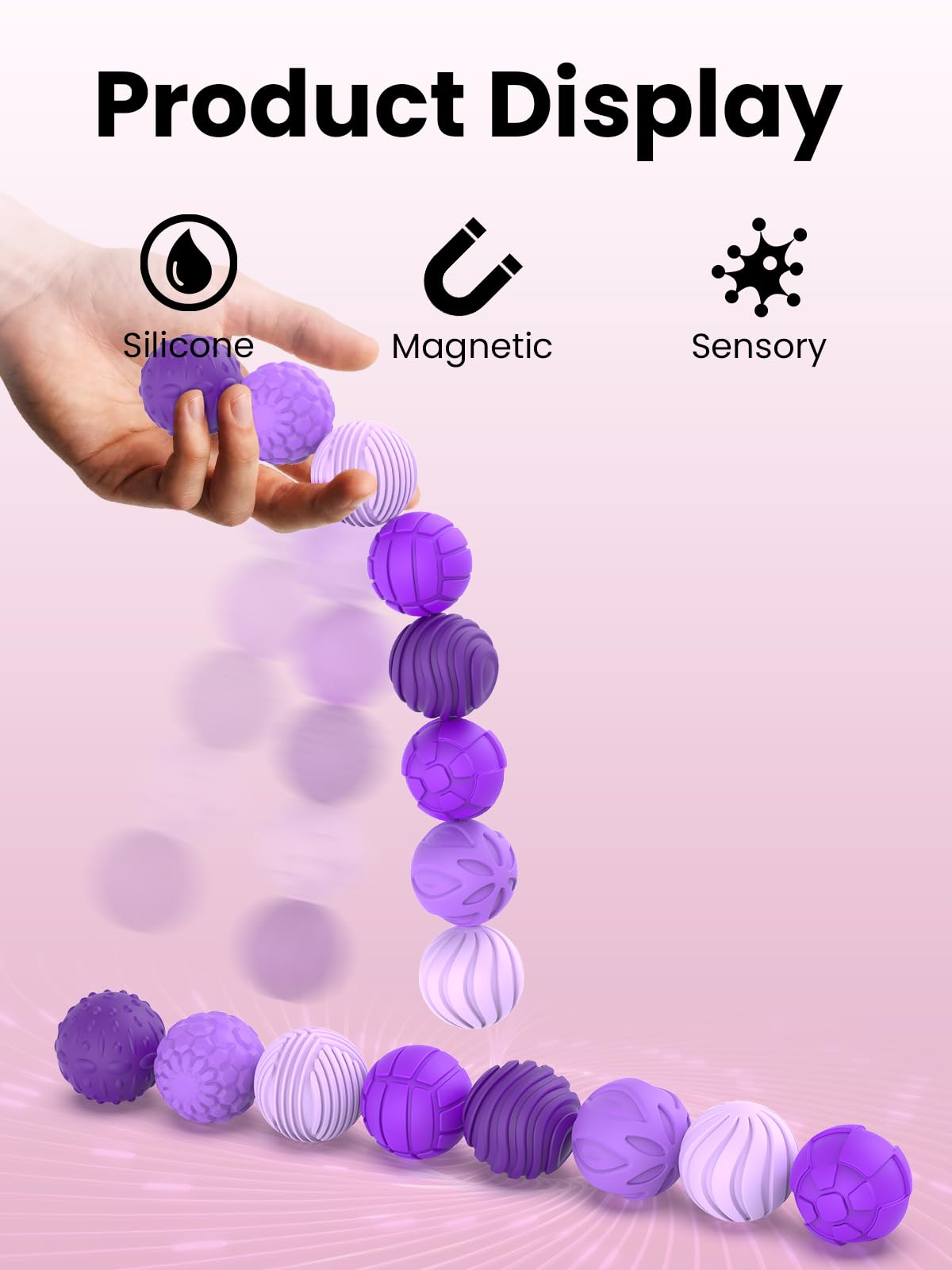 Magnetic Balls Fidget Toys for Adults&Teens,8Pcs Silicone Sensory Stress Relief Toys for Autism&ADHD - Image 2