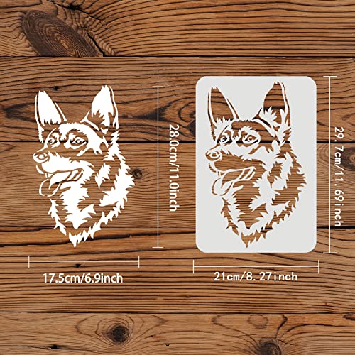 FINGERINSPIRE Dog Stencil 29.7x21cm Plastic Shepherd Dog Painting Stencil Dog Head Pattern Stencils Reusable Pet Friend Stencils for Painting on Wood Floor - Image 2