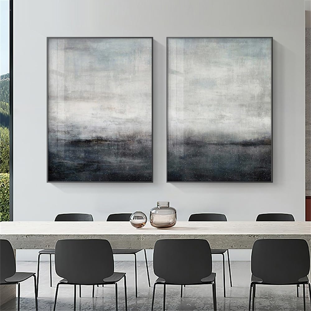 WUHBCZ Art Decor,Abstract Canvas Posters Texture Decorative Paintings Black White Grey Wall Pictures Art Print for Living Bedroom Office Home Room Decoration-30 * 50cm*2PCS (No Frame)