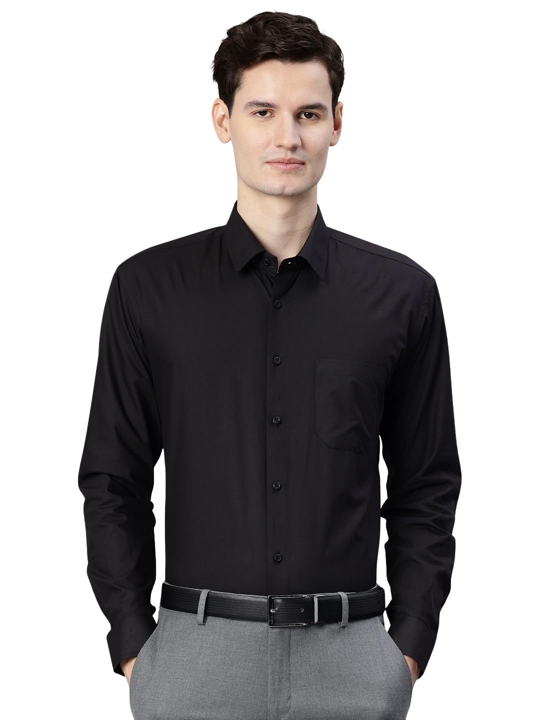 Majestic Man Men’s Solid Cotton Blend Wrinkle-Resistant Slim Fit Easy-Iron Formal & Office Wear
