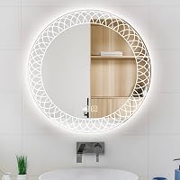 YOSHOOT 70 cm Kerek Fürdőszobai Tükör LED Világítással, Páramentesítő, Érintőgombos, Fényerőszabályzós, 3 Színhőmérséklet, IP44 Vízálló 7