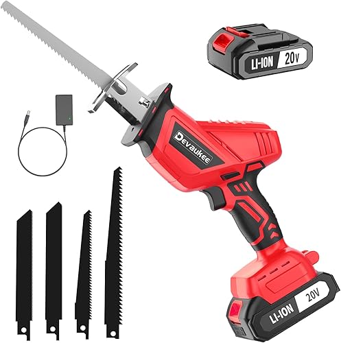 Sierra recíproca inalámbrica de 20V 2.0Ah alimentada por batería, 0-3500SPM Sawzall eléctrico con 4 hojas, velocidad variable, cambio de hoja sin
