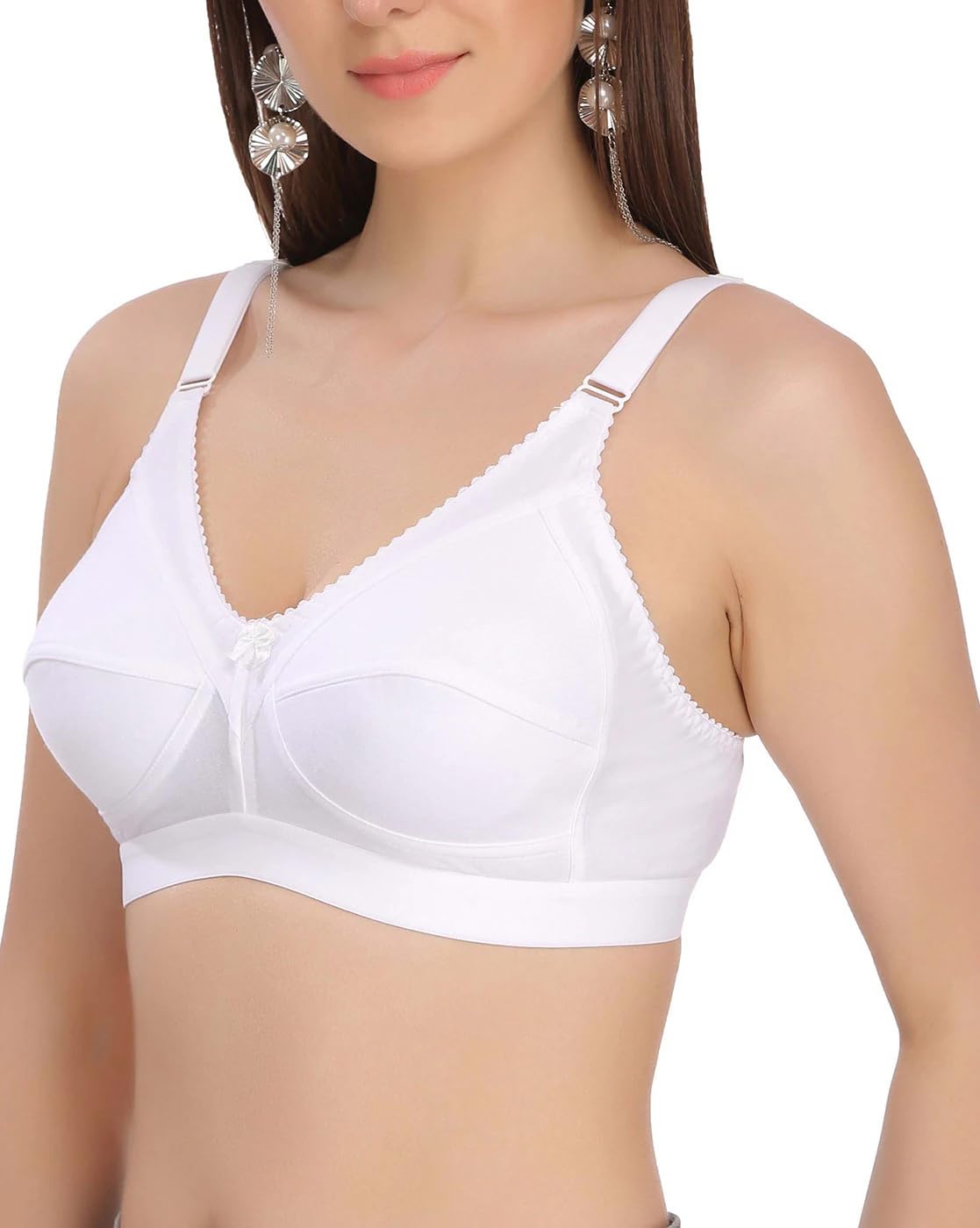 eleg & stilance Women's Cotton Non Padded Ladies Daily Use Bra 4Hook Back Closure Regular Bra Everyday Bra Side Support Shaper-picture-47