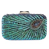 UBORSE Beaded Sequin Peacock Evening Clutch Bags Party Wedding Purse (Peacock Blue style)