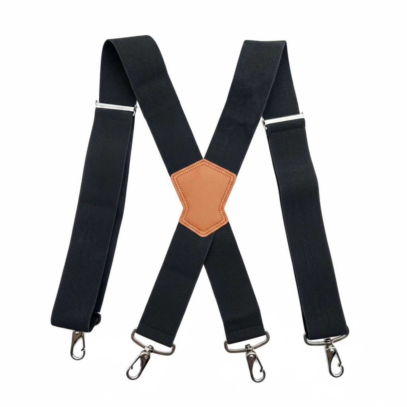 MYADDICTION Heavy Duty Work Suspenders Metal Hooks X-Back Suspenders Adjustable Braces for Men, Black-image-45