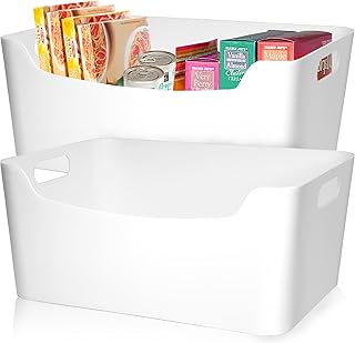 FINESSY White Plastic Storage Bins fo...