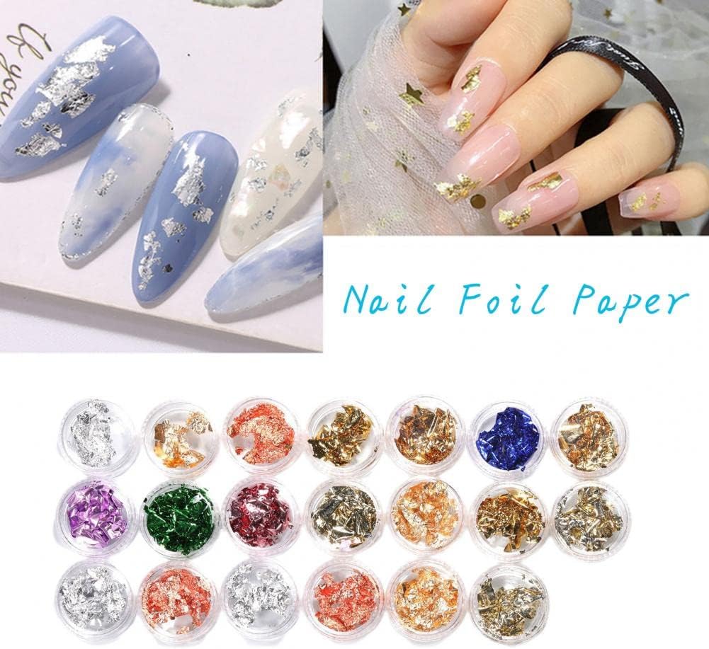 1Set Nail Sequins Safe Nice-Looking Nail Gold Color Foil Paper Beauty DIY Nails Accessories Manicure Glitter Sequins for Women - (Color: Set)