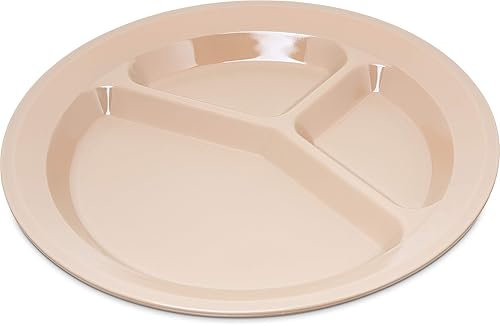 Carlisle FoodService Products PCD21125-E Placa de policarbonato con borde estrecho de 3 compartimentos, 11 pulgadas, color marrón