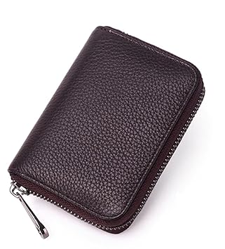 VOGARD Unisex Genuine Leather Wallet with Zipper | RFID Blocking Card Holder Zipper Wallet (POP51-Brown) - image, photos
