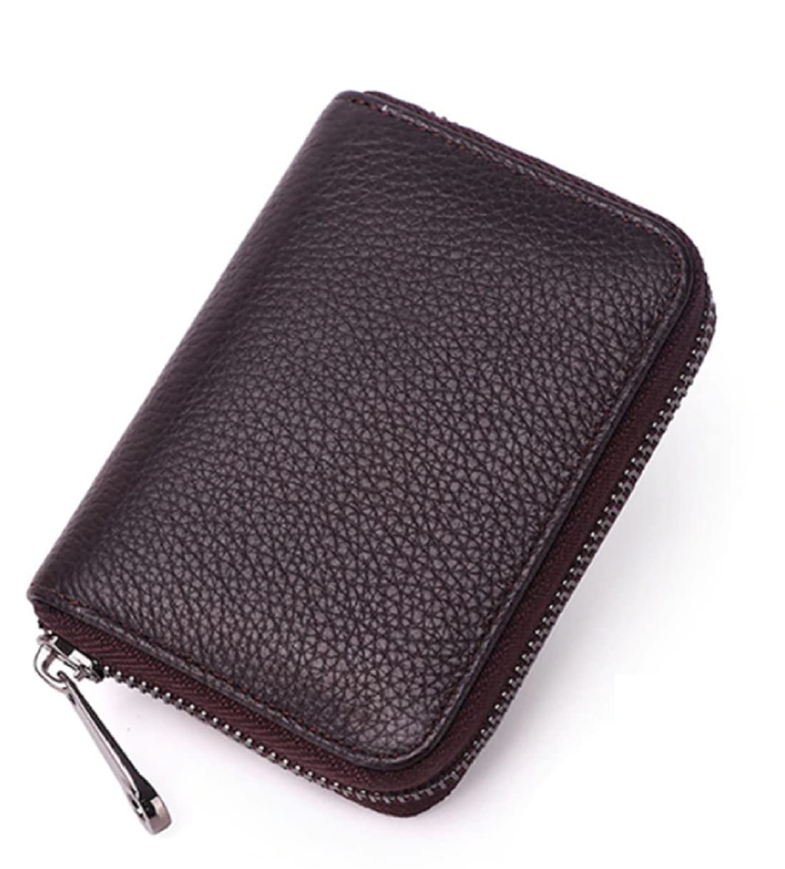 VOGARD Unisex Genuine Leather Wallet with Zipper | RFID Blocking Card Holder Zipper Wallet (POP51-Brown)