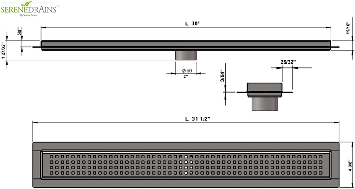 40% оƒƒ Dіѕсоunt Royal Linear Shower Drains - Traditional Square - stainless steel Luxurious line by Serene Steam include Hair Trap