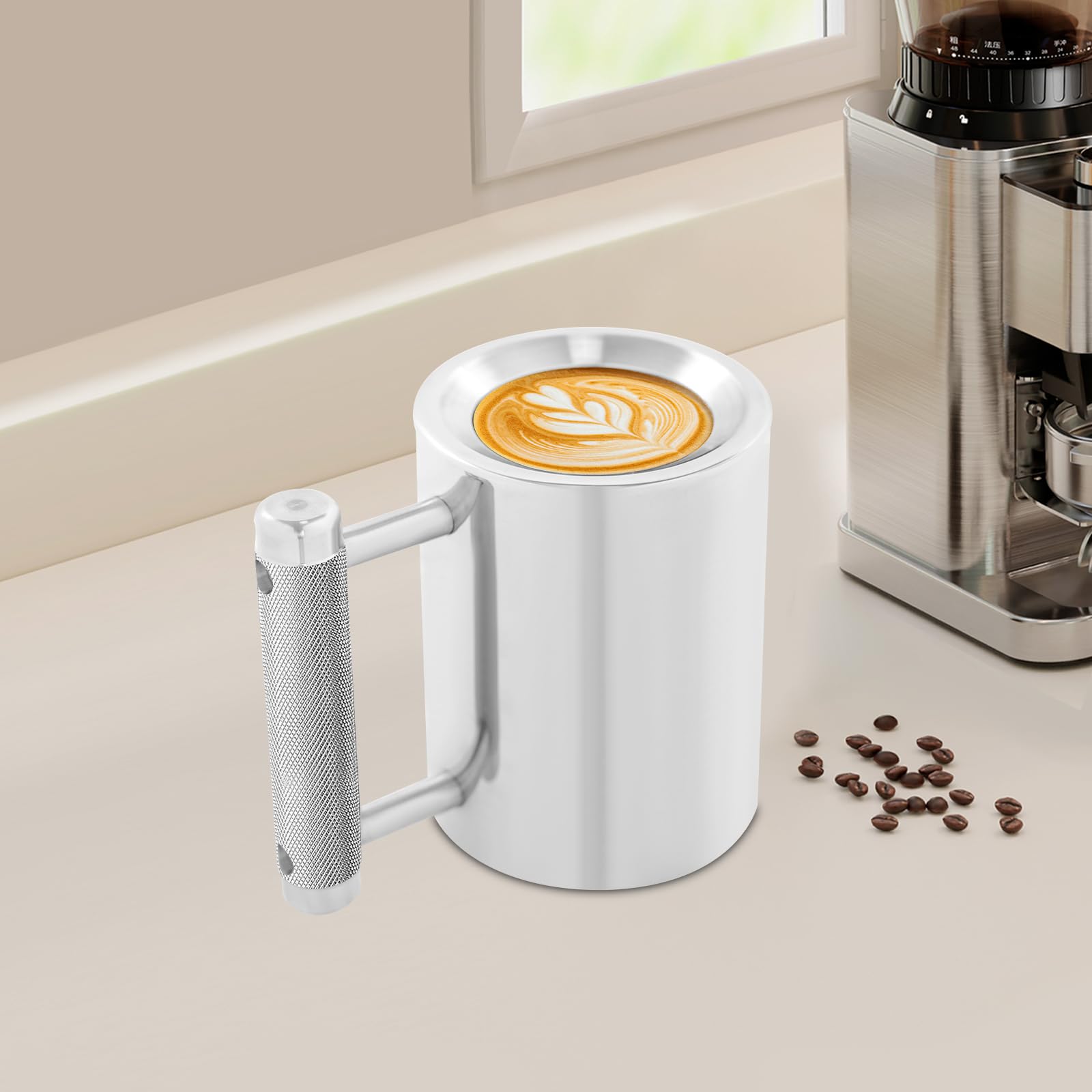 8kg Edelstahlbecher, 300ml Hantel-Schwerer Becher mit Textured Handle, Fitness-Trinkflasche für Fitnessstudios, Büros, Wohnzimmer