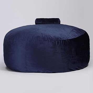 Velvet Bean Bag Chair Cover and Unstuffed Plush Toy Storage Washable Wonder Massive Capacity Joy for Adults and Kids Lounge in Style Navy Blue-M