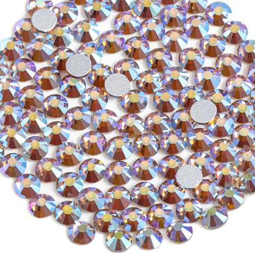 Image of Beadsland 576pcs Flat Back Crystal Rhinestones Round Gems for Nail Art and Craft Glue Fix, Lt.Colorado Topaz AB, SS30,6.3-6.5mm