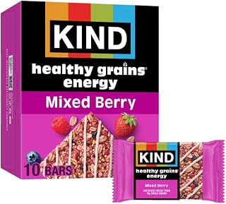 KIND Mixed Berry Healthy Grains Energy Bars, Gluten Free, 19g Whole Grains, 10 Count Snacks